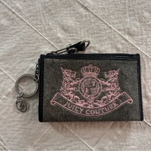 Authentic Juicy Couture 2011 Y2K Velour Zipper Card Case Wallet.